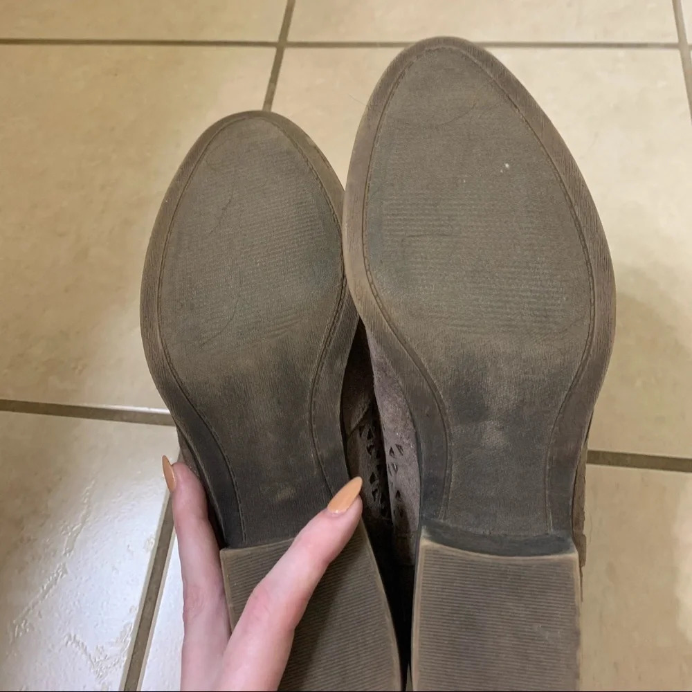 Madden Taupe Eyelet Booties - Picture 3 of 6